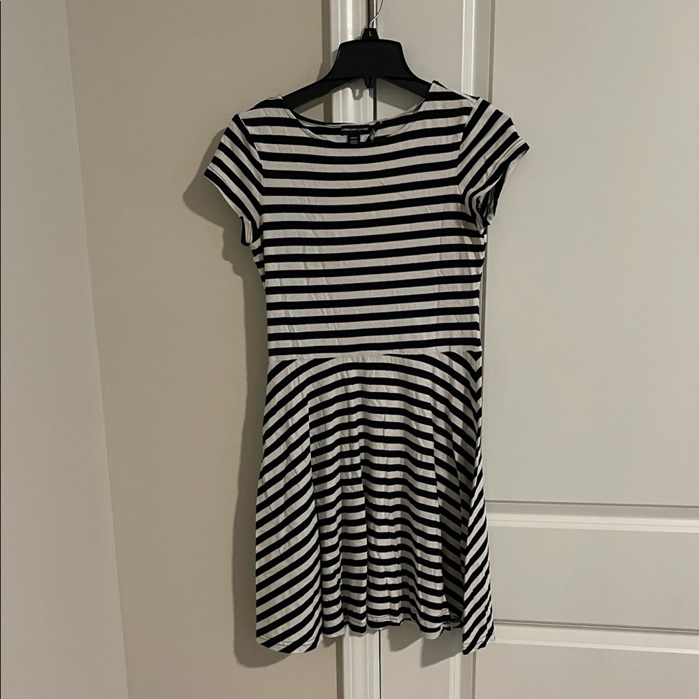 Black and white striped dress